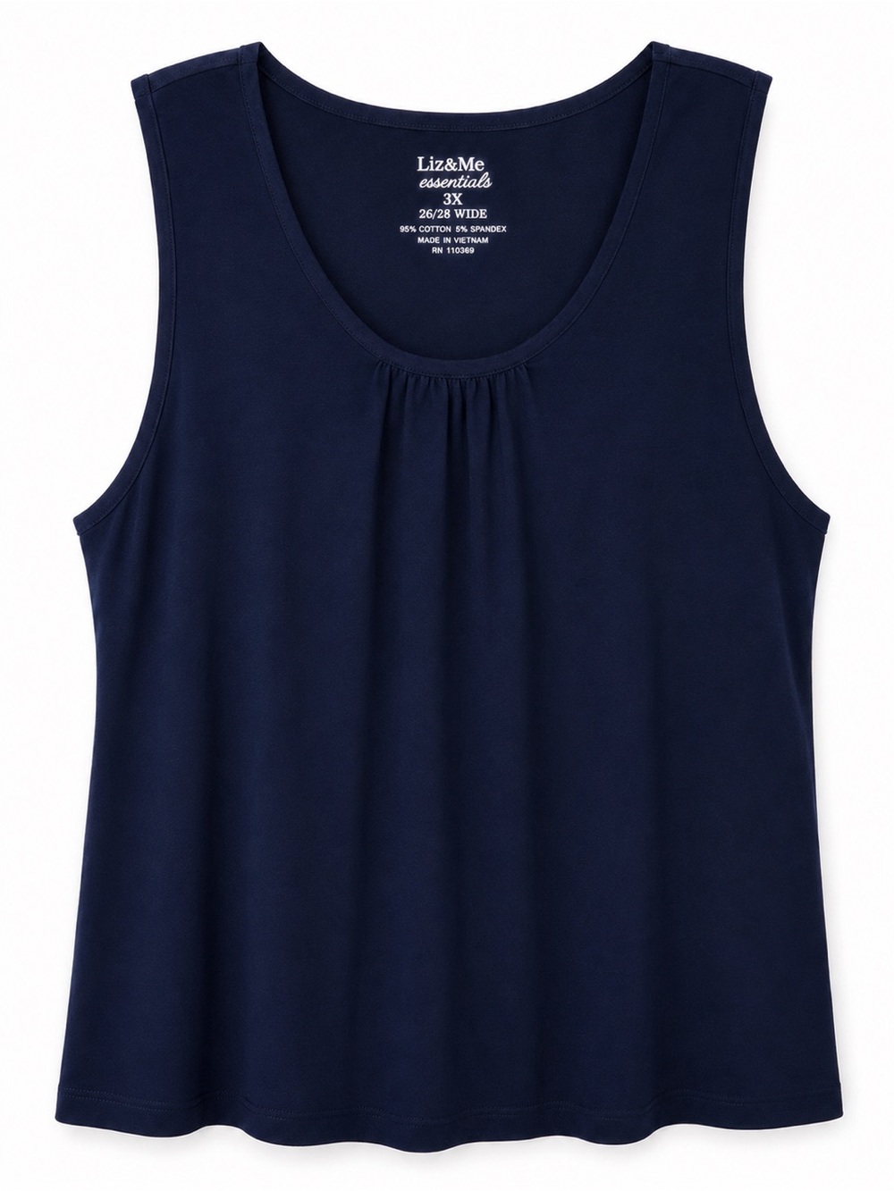 Liz & Me Essentials Navy Blue Plus Size Sleeveless Tank Top 3X 26/28W